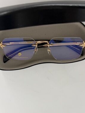 David Beckham DB 7116 RHL 145 Gold Black Frame Rectangle Blue Mirror Eyeglasses